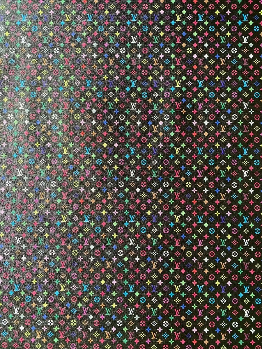 Small Louis Vuitton Colorful Takashi Murakami Designer Faux Leather for Custom DIY - mingfabricstore