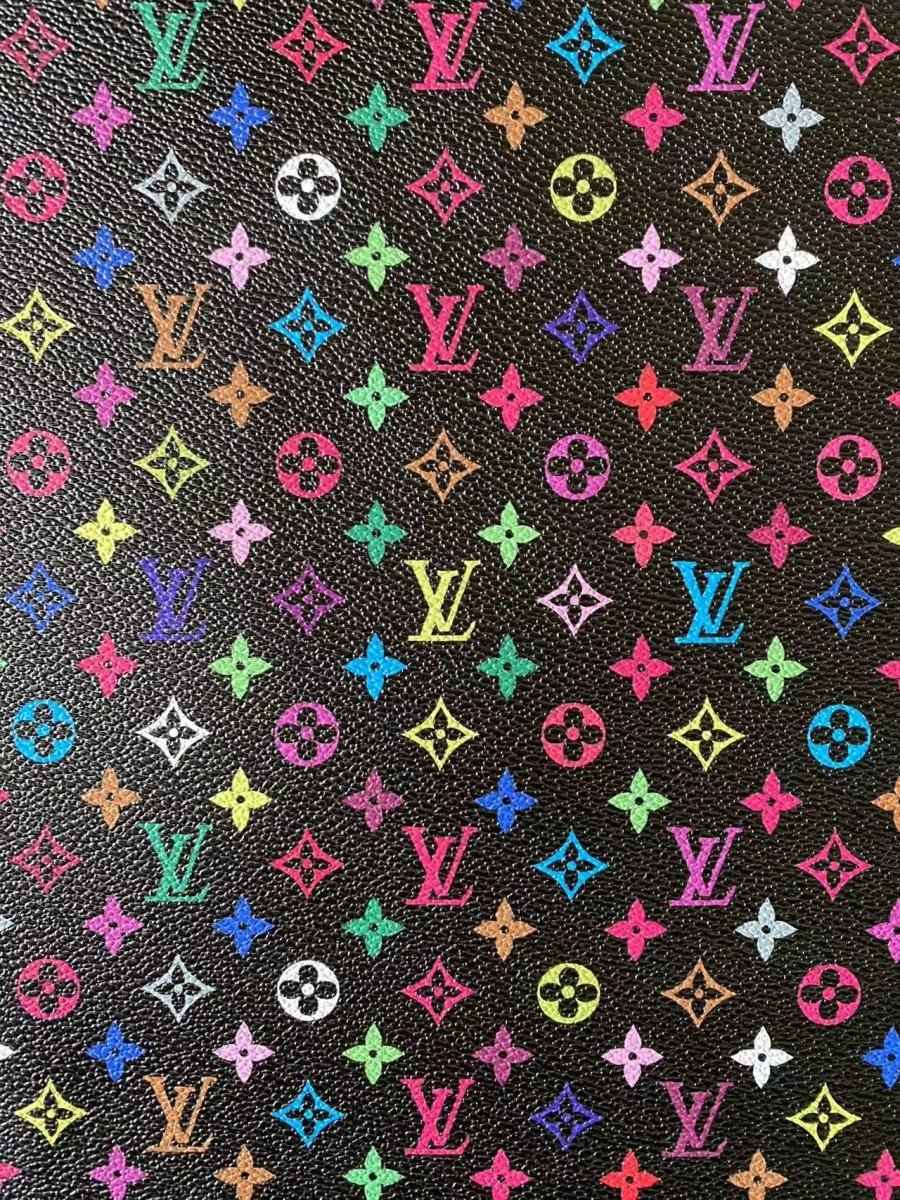 Small Louis Vuitton Colorful Takashi Murakami Designer Faux Leather for Custom DIY - mingfabricstore