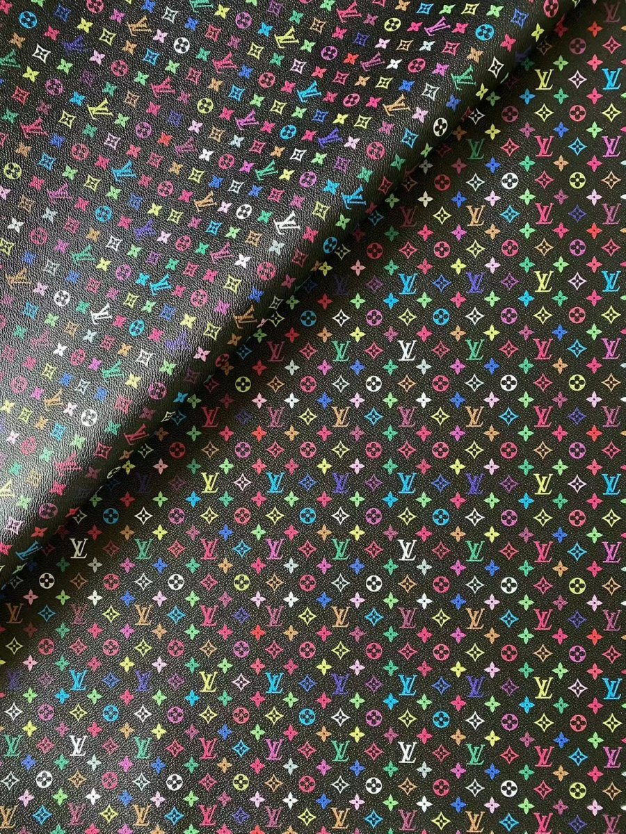 Small Louis Vuitton Colorful Takashi Murakami Designer Faux Leather for Custom DIY - mingfabricstore