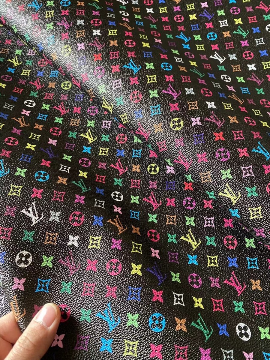 Small Louis Vuitton Colorful Takashi Murakami Designer Faux Leather for Custom DIY - mingfabricstore