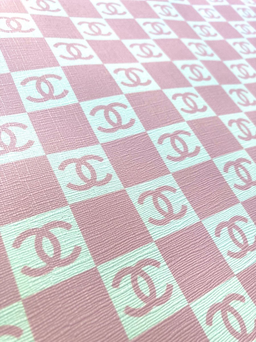 Small Pink White Chanel Vinyl for Custom Handmade - mingfabricstore