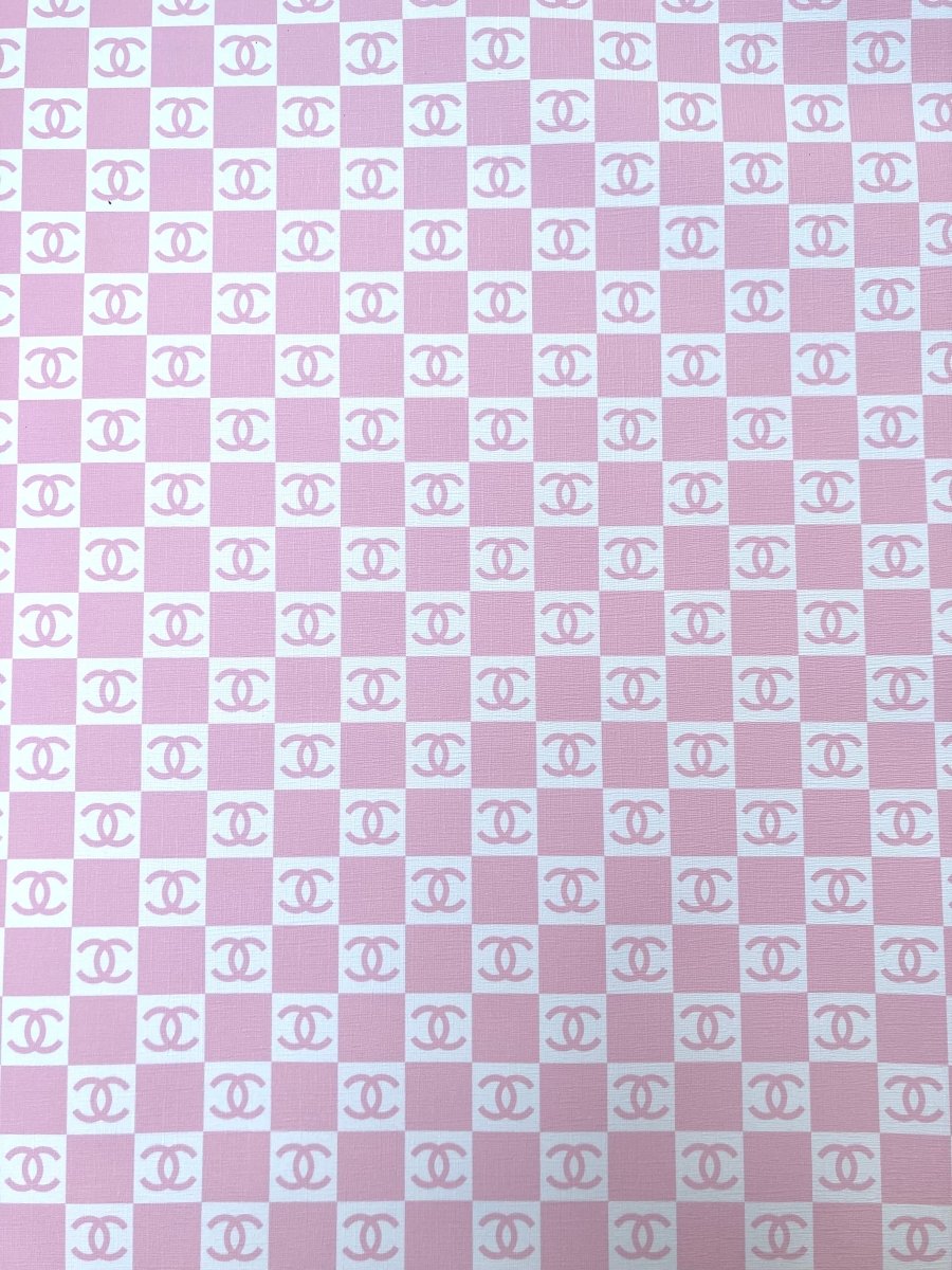Small Pink White Chanel Vinyl for Custom Handmade - mingfabricstore