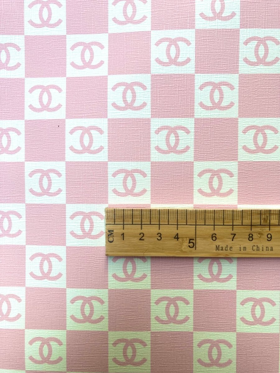 Small Pink White Chanel Vinyl for Custom Handmade - mingfabricstore