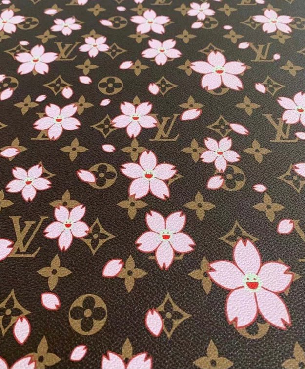 Smile Flower Classic Brown LV Leather for Custom - mingfabricstore