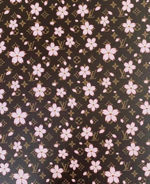 Smile Flower Classic Brown LV Leather for Custom - mingfabricstore