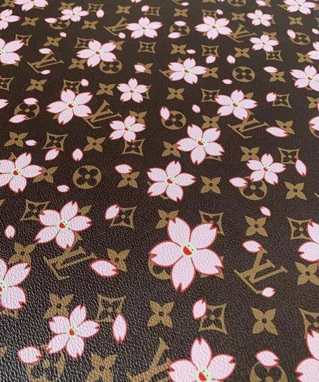 Smile Flower Classic Brown LV Leather for Custom - mingfabricstore