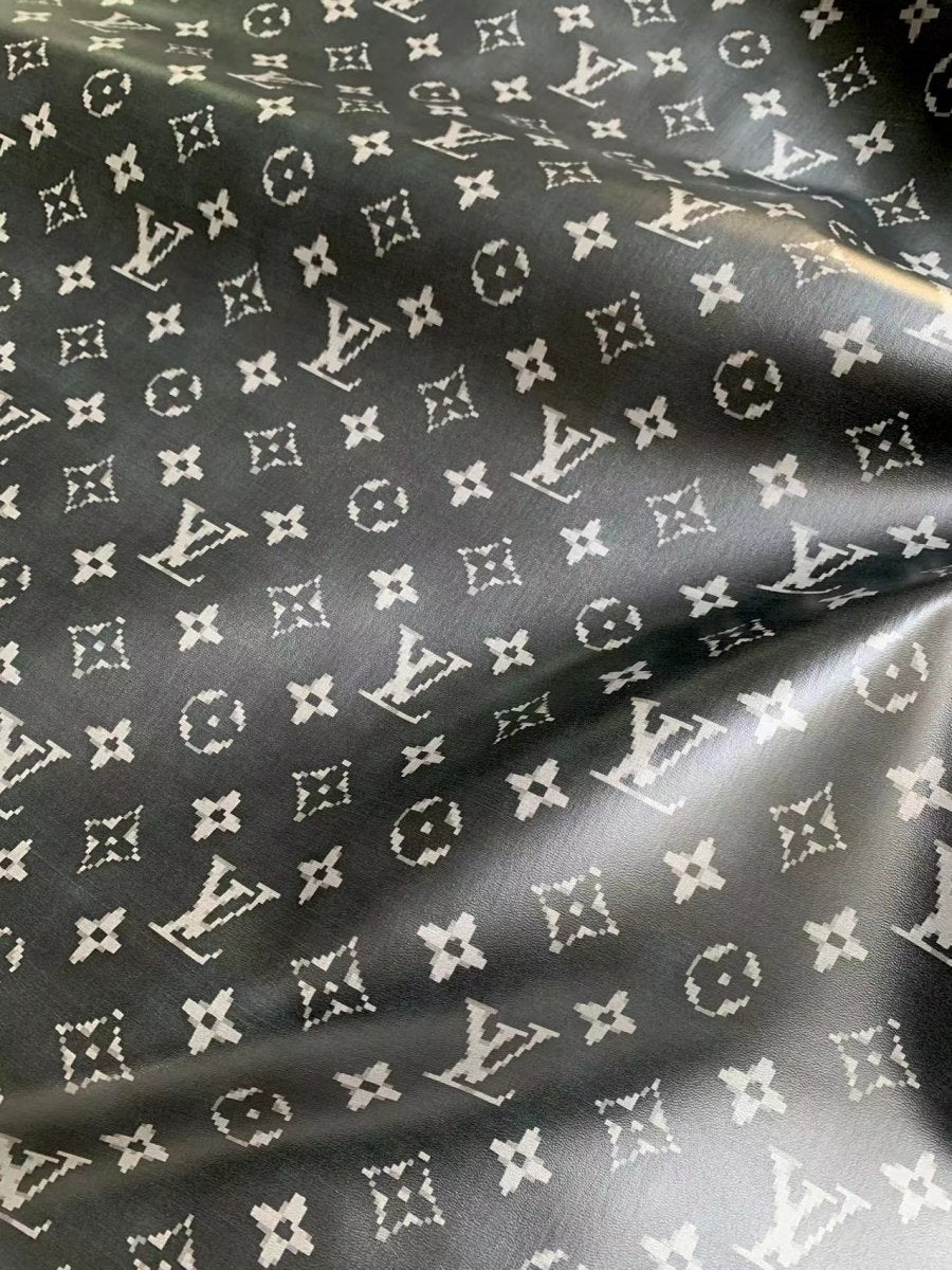Soft Black Mosaic LV Jacket Leather for Custom Clothing DIY Sewing Seamstress - mingfabricstore
