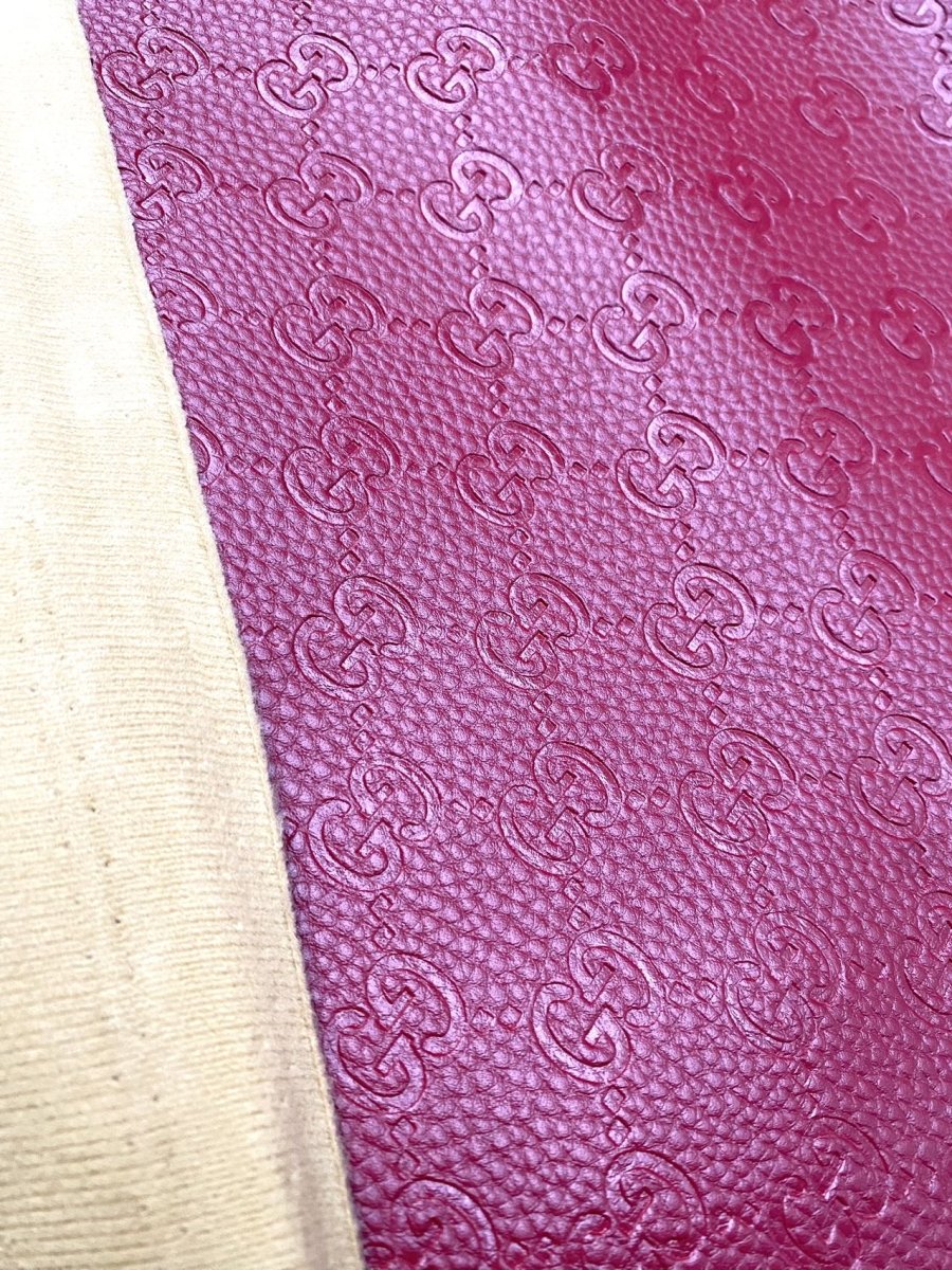Soft Burgundy Gucci Embossed Car Seat Leather Materials for Handmade DIY Sewing - mingfabricstore