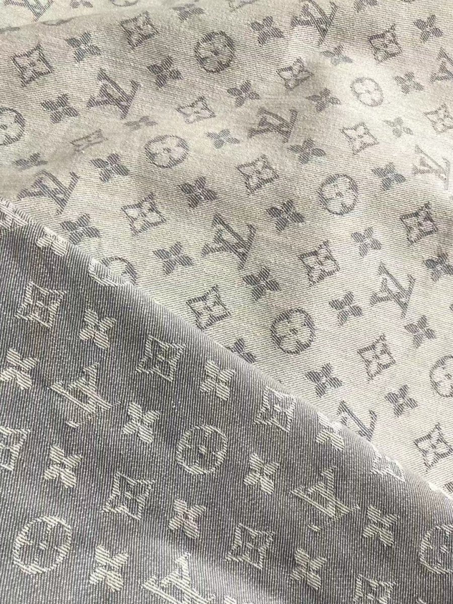 Soft Cotton White Grey LV Denim Fabric for Clothing Custom Shoes - mingfabricstore