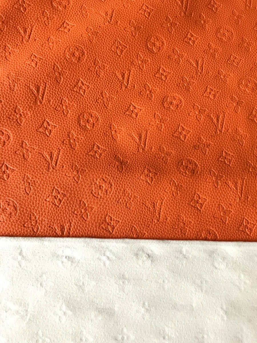 Soft Orange Embossed LV Leather Fabric Vinyl for Shoe Customs crafting - mingfabricstore