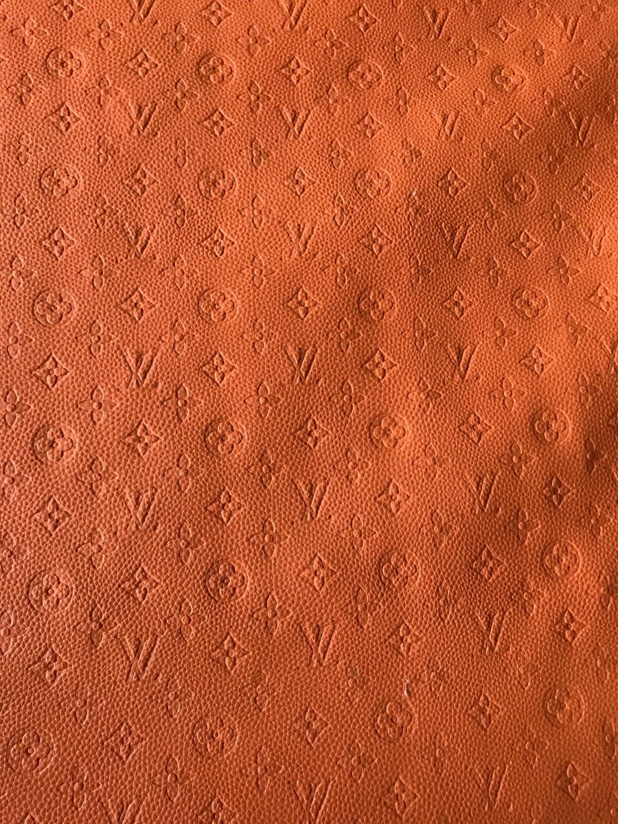 Soft Orange Embossed LV Leather Fabric Vinyl for Shoe Customs crafting - mingfabricstore