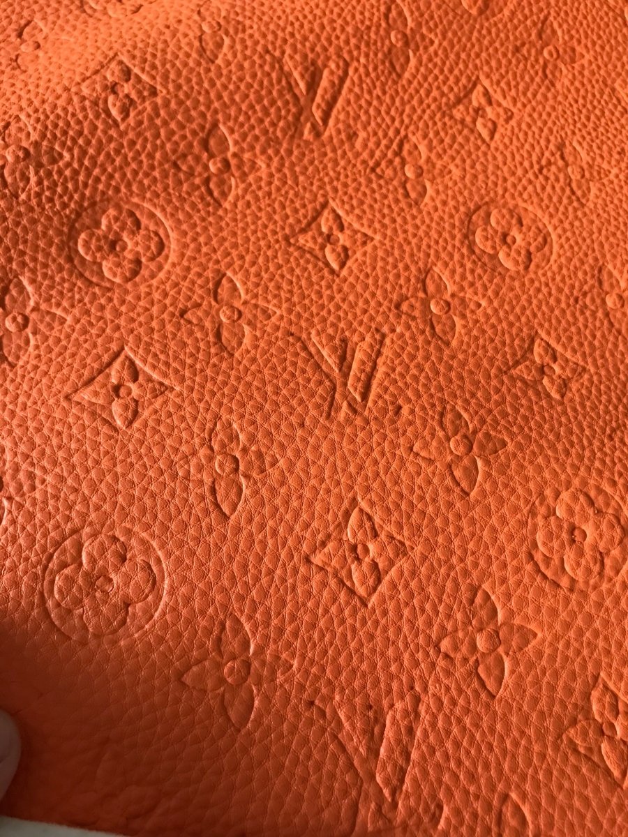 Soft Orange Embossed LV Leather Fabric Vinyl for Shoe Customs crafting - mingfabricstore