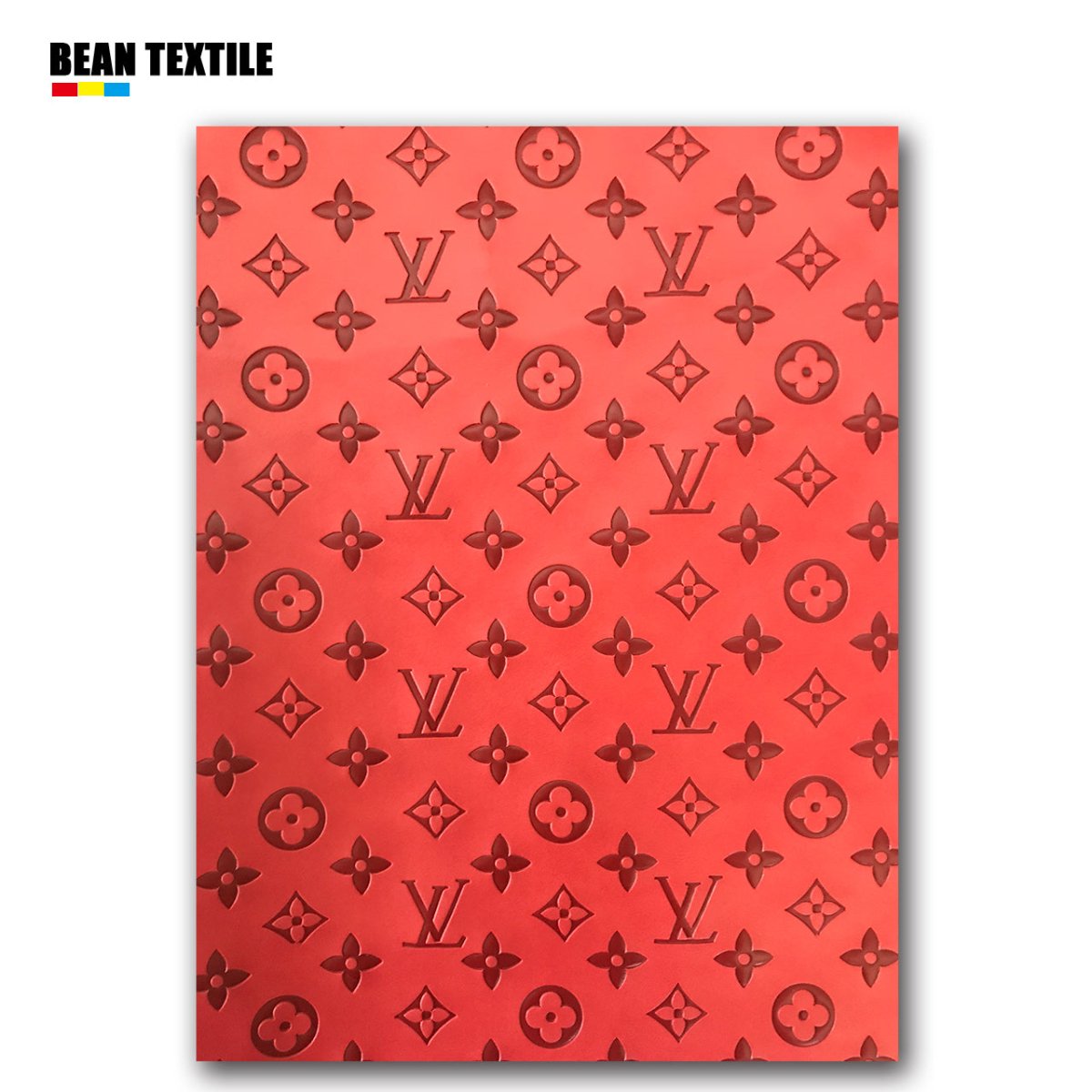Soft red embossed lv vinyl fabric for sale - mingfabricstore