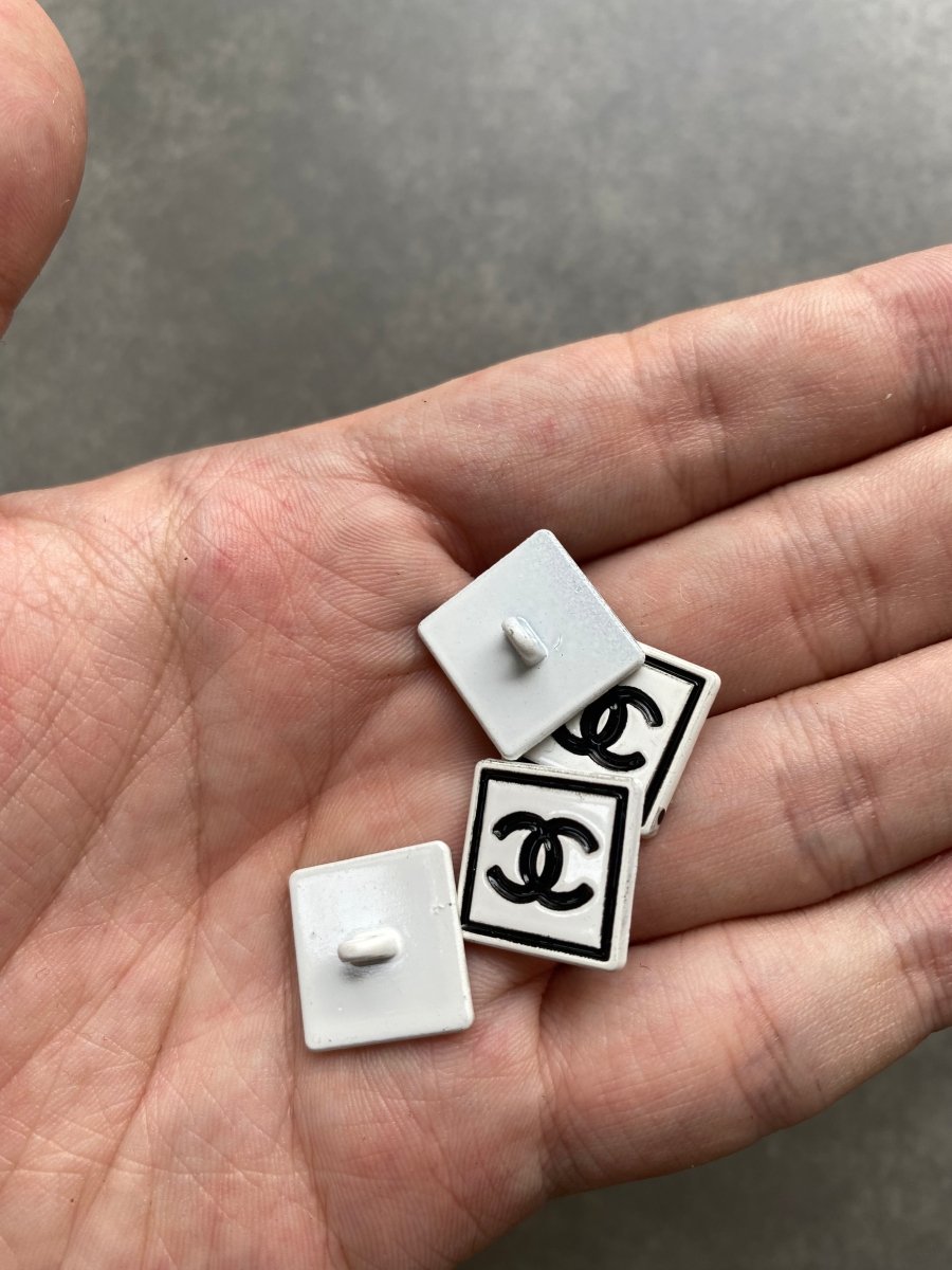 Square Ceramics Chanel Button for Custom Clothing Accessory Apparel Bespoke DIY - mingfabricstore