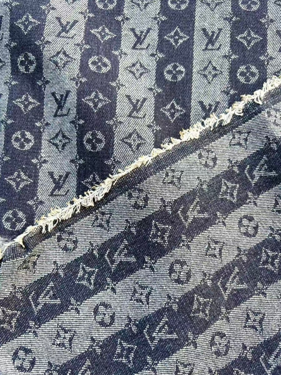 Stripe Louis Vuitton Denim Designer Fabric for Sewing Crafts Bag Repair - mingfabricstore