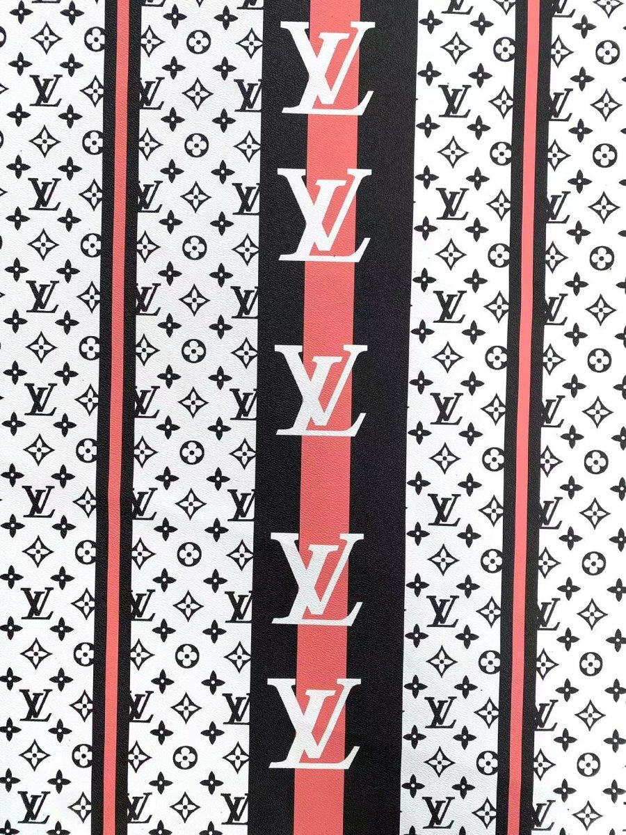 Stripe LV Louis Vuitton Designer Leather Handmade Fabric for DIY Sewing Sneaker Upholstery - mingfabricstore