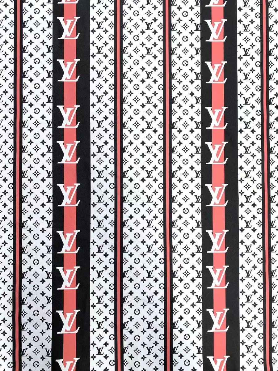 Stripe LV Louis Vuitton Designer Leather Handmade Fabric for DIY Sewing Sneaker Upholstery - mingfabricstore