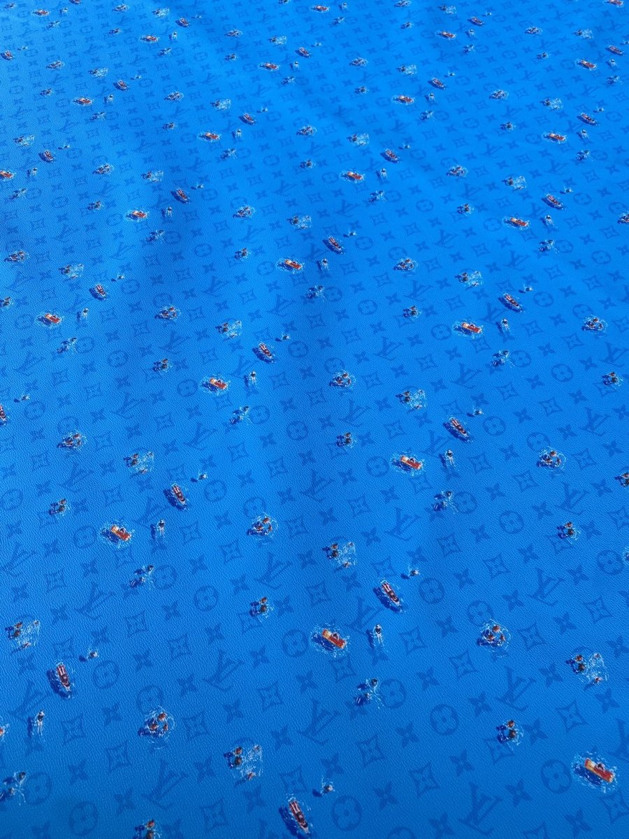 Summer Blue Louis Vuitton Swimming Custom DIY Designer Fabric Leather - mingfabricstore