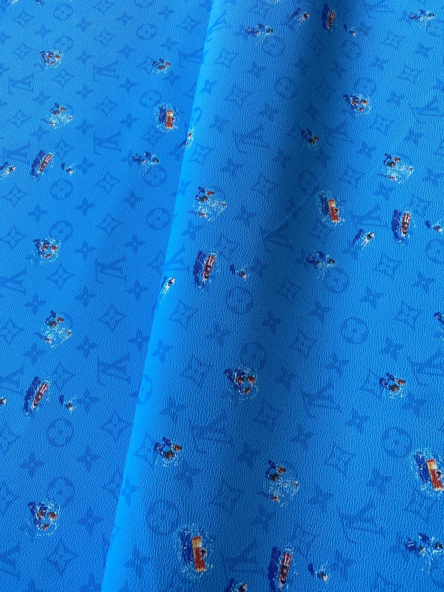 Summer Blue Louis Vuitton Swimming Custom DIY Designer Fabric Leather - mingfabricstore