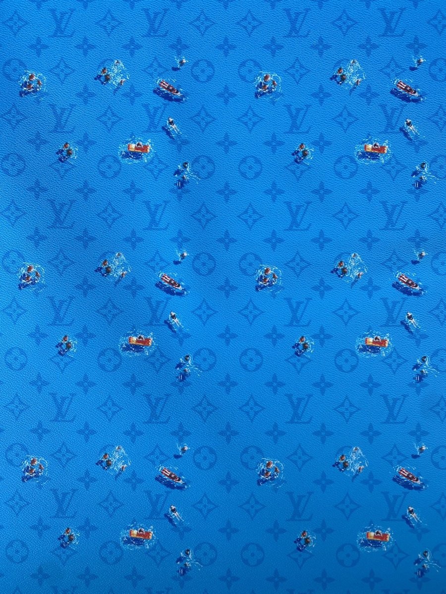 Summer Blue Louis Vuitton Swimming Custom DIY Designer Fabric Leather - mingfabricstore
