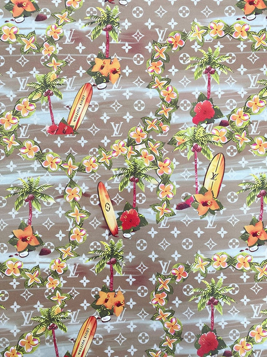 Summer Surfing Louis Vuitton LV Flower Designer Leather for Custom Handmade DIY Crafts Sneaker Bag - mingfabricstore