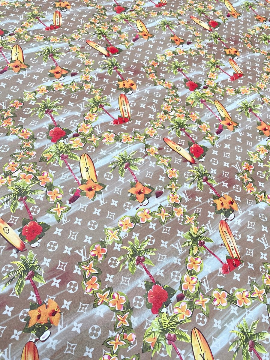 Summer Surfing Louis Vuitton LV Flower Designer Leather for Custom Handmade DIY Crafts Sneaker Bag - mingfabricstore