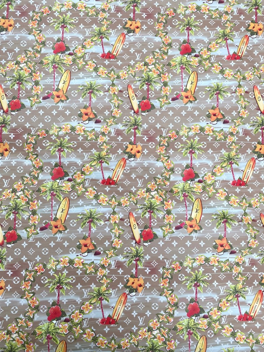 Summer Surfing Louis Vuitton LV Flower Designer Leather for Custom Handmade DIY Crafts Sneaker Bag - mingfabricstore