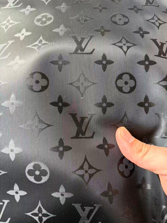 Texture Black LV Leather for Bag Wallet Repair Helmet - mingfabricstore