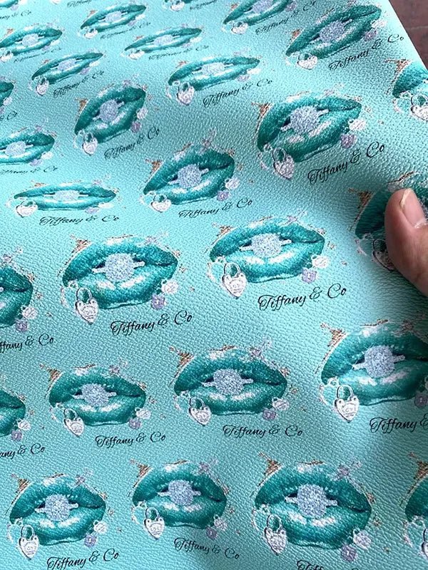 Tiffany Blue Tips Custom Leather Designer Fabric for DIY Crafts Projects - mingfabricstore