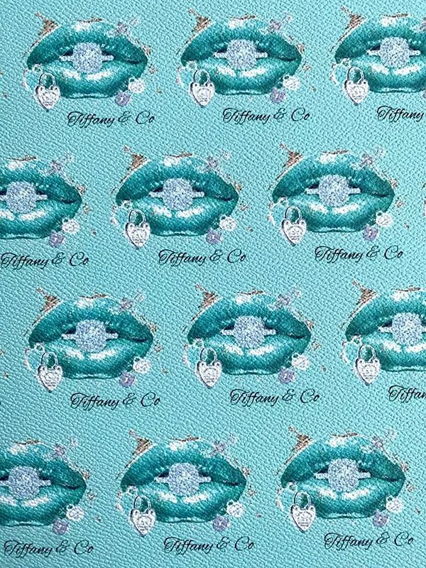 Tiffany Blue Tips Custom Leather Designer Fabric for DIY Crafts Projects - mingfabricstore