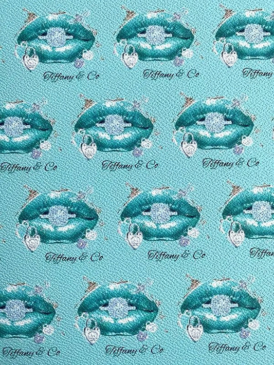 Tiffany Blue Tips Custom Leather Designer Fabric for DIY Crafts Projects - mingfabricstore