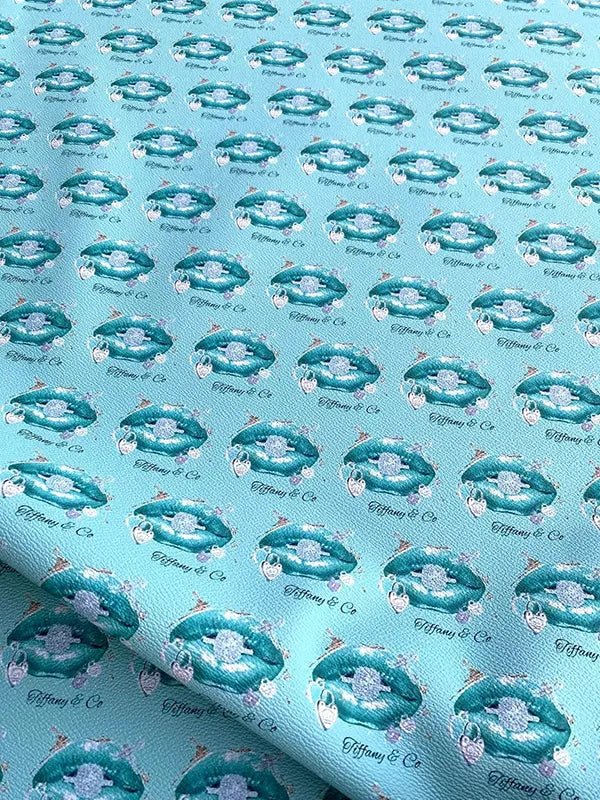 Tiffany Blue Tips Custom Leather Designer Fabric for DIY Crafts Projects - mingfabricstore