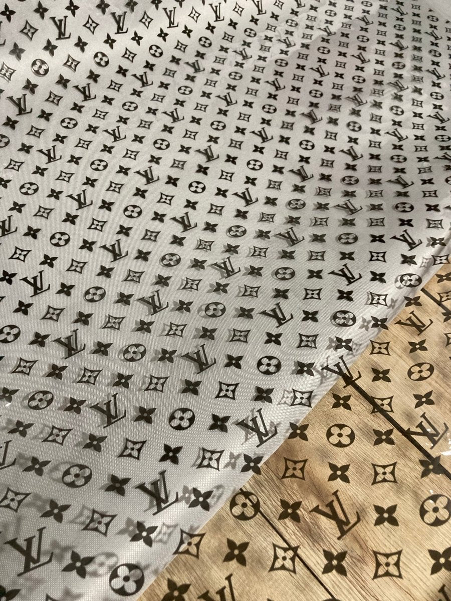 Transparent Black LV PU Custom Material - mingfabricstore