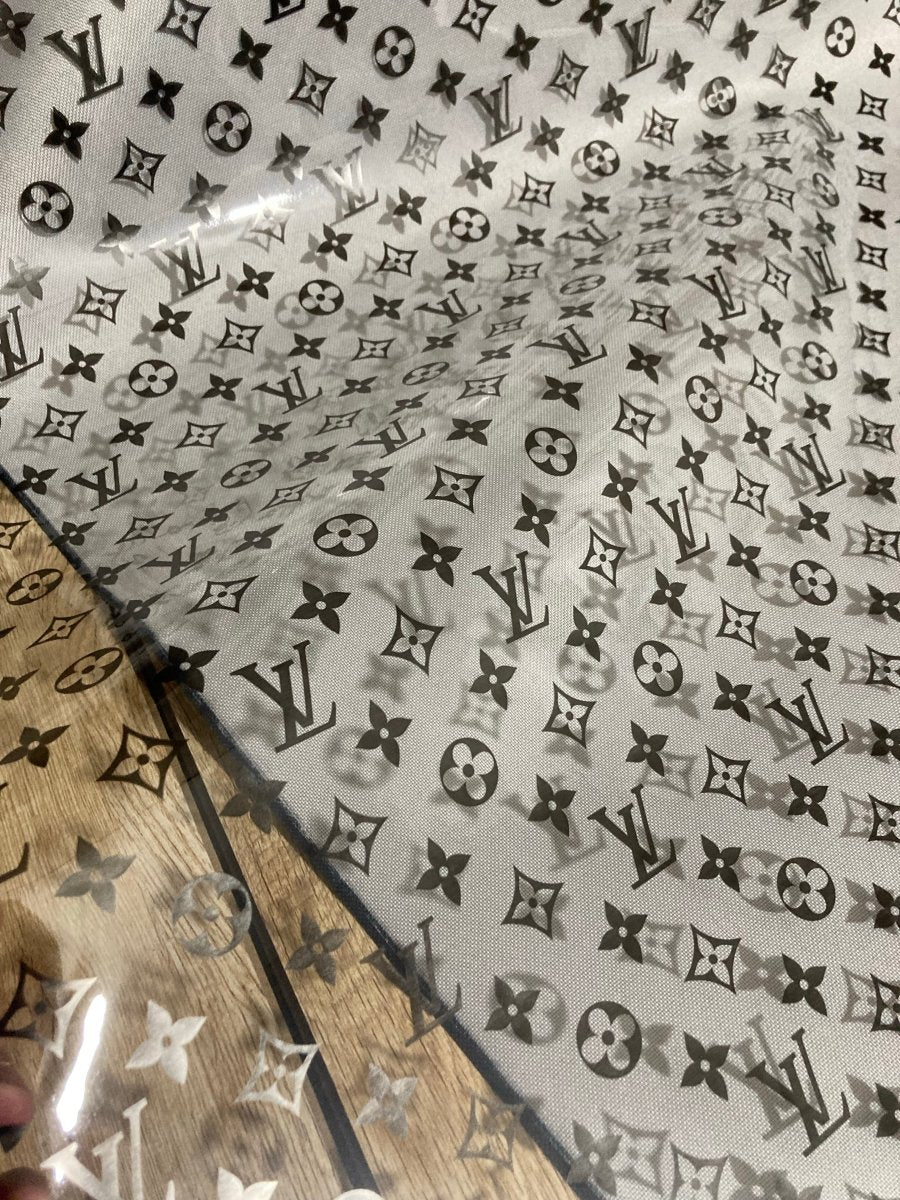 Transparent Black LV PU Custom Material - mingfabricstore