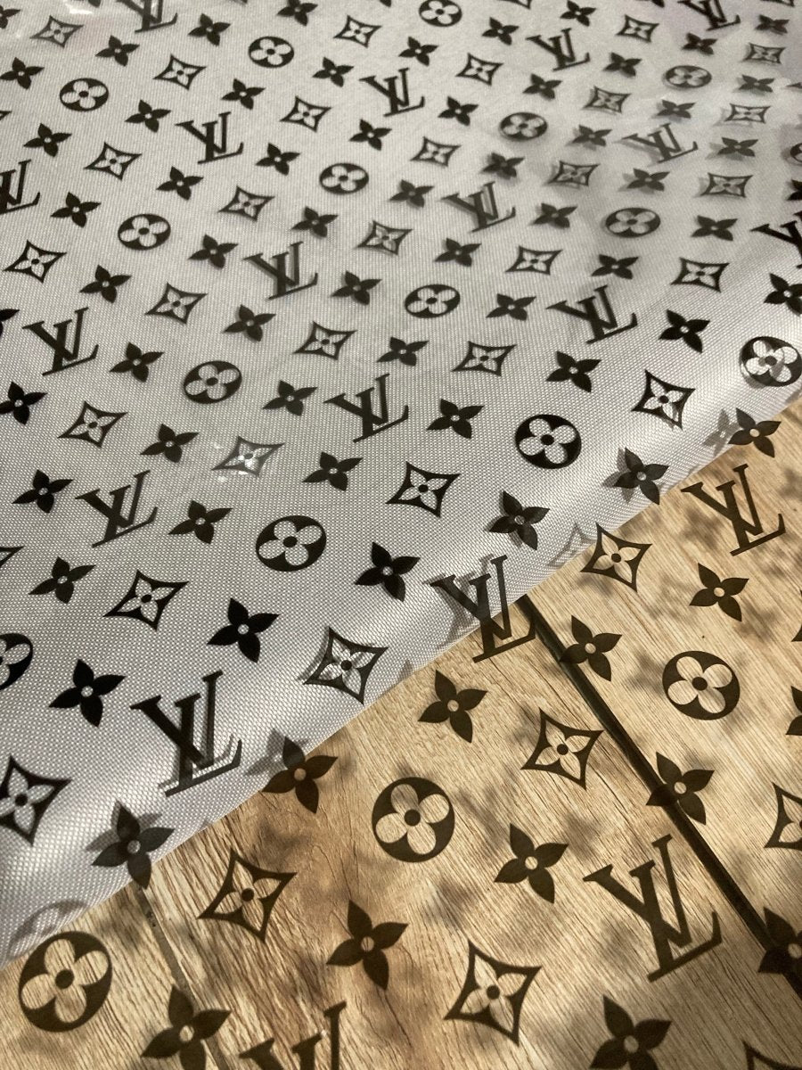 Transparent Black LV PU Custom Material - mingfabricstore