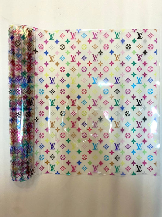 Transparent Rainbow Louis Vuitton PVC Vinyl Fabric for Handmade Custom Sneakers Raincoat - mingfabricstore