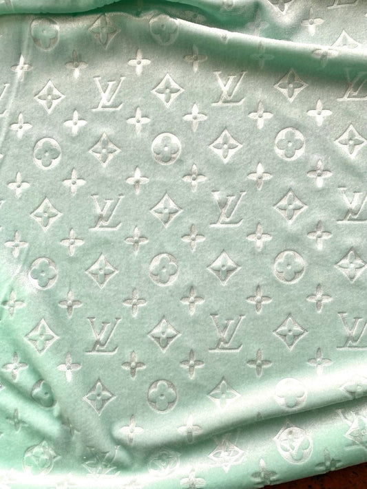 Turquoise Mint Louis Vuitton LV Velvet Shoe Sneaker Fabric - mingfabricstore