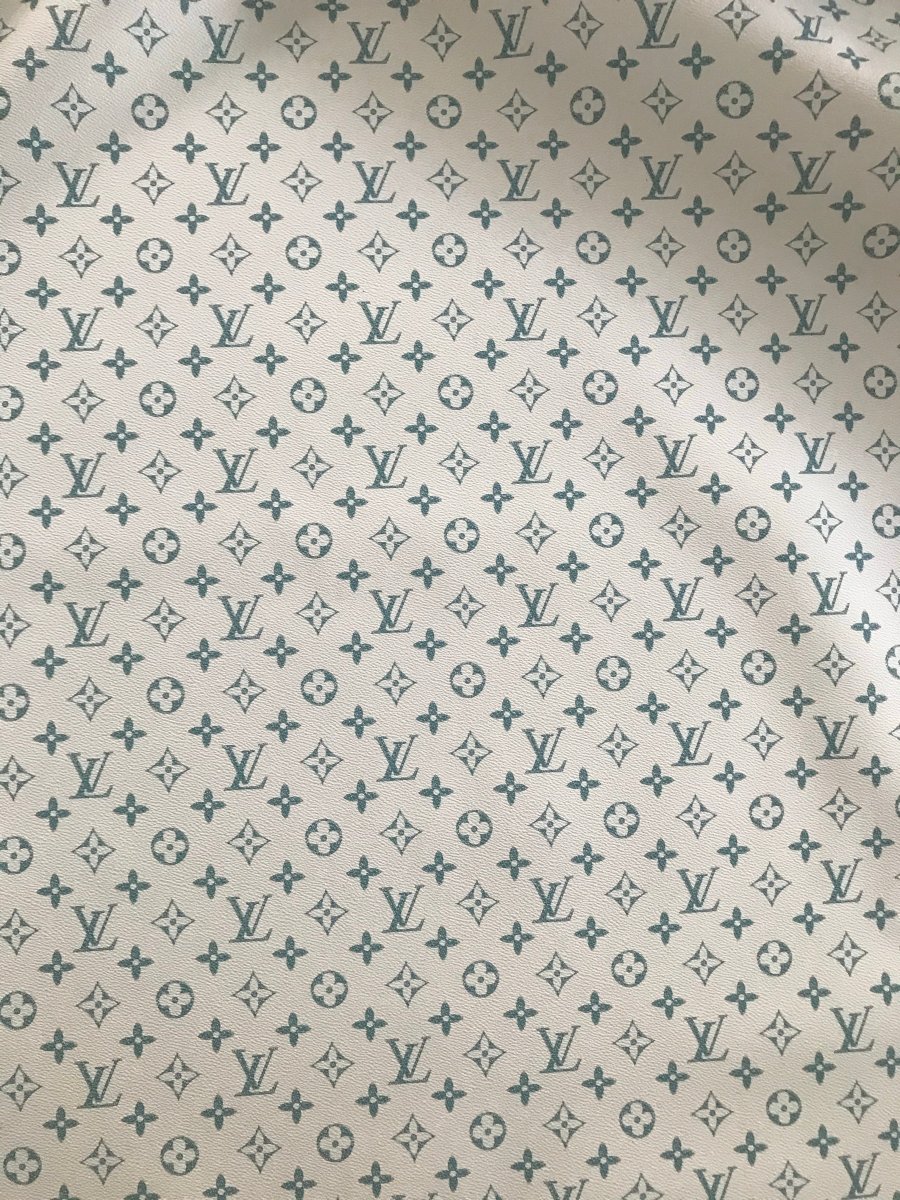 Unique Green LV Leather Material for Custom Craft - mingfabricstore