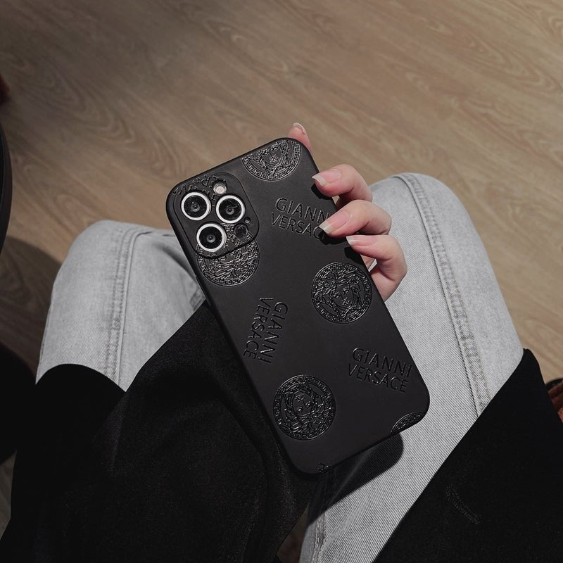 Versace Black PU Street Phone cases - mingfabricstore