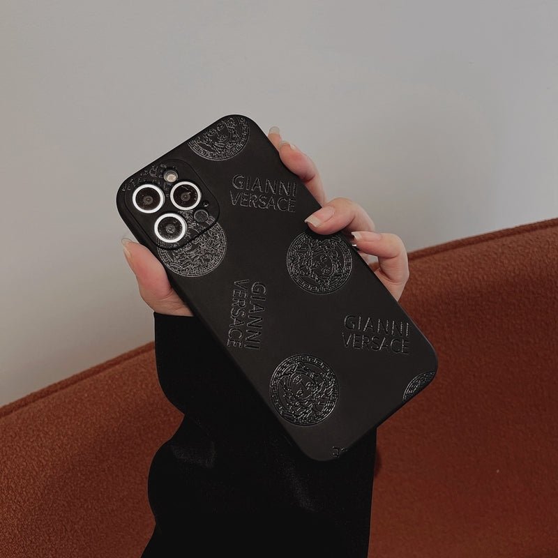 Versace Black PU Street Phone cases - mingfabricstore