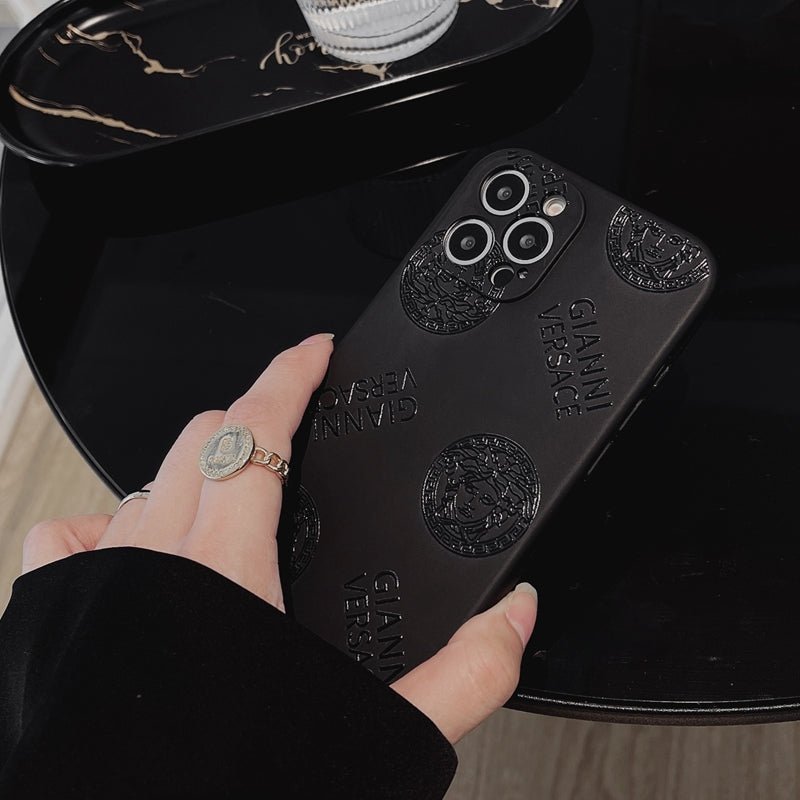 Versace Black PU Street Phone cases - mingfabricstore