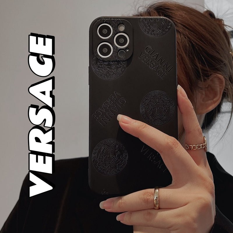 Versace Black PU Street Phone cases - mingfabricstore
