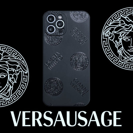 Versace Black PU Street Phone cases - mingfabricstore