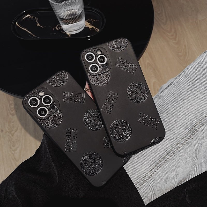 Versace Black PU Street Phone cases - mingfabricstore