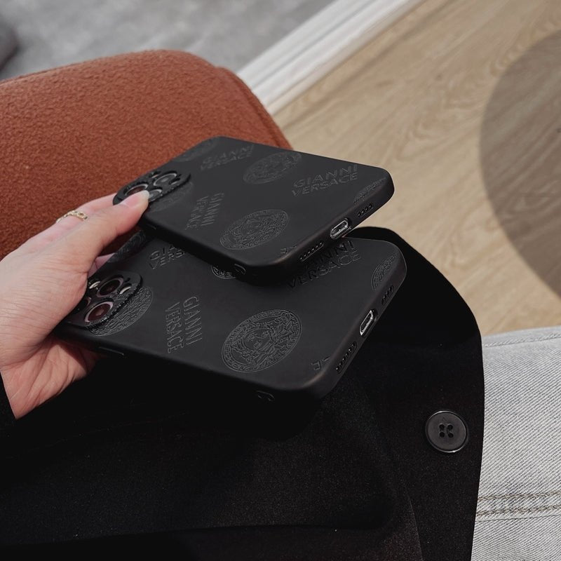 Versace Black PU Street Phone cases - mingfabricstore