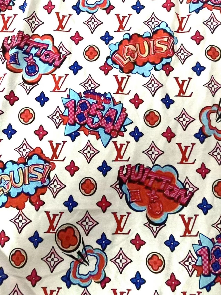 Vintage 1854 LV Cotton Printing Fabric for Summer Wear T-Shirt Handmade - mingfabricstore