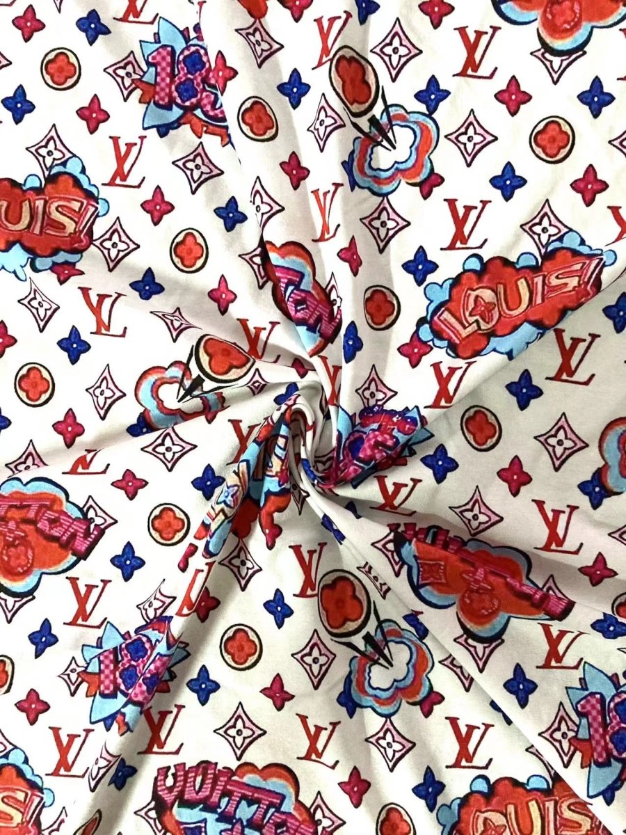 Vintage 1854 LV Cotton Printing Fabric for Summer Wear T-Shirt Handmade - mingfabricstore