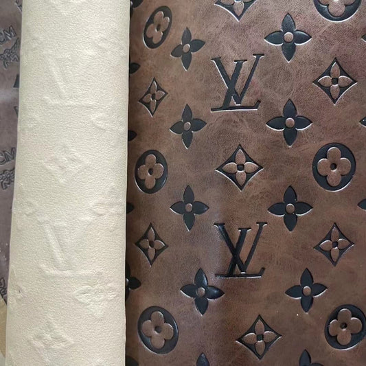 Vintage Brown Embossed LV High Quality for Bag Shoe Custom - mingfabricstore
