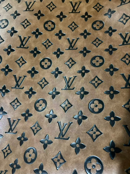 Vintage Brown Embossed LV High Quality for Bag Shoe Custom - mingfabricstore