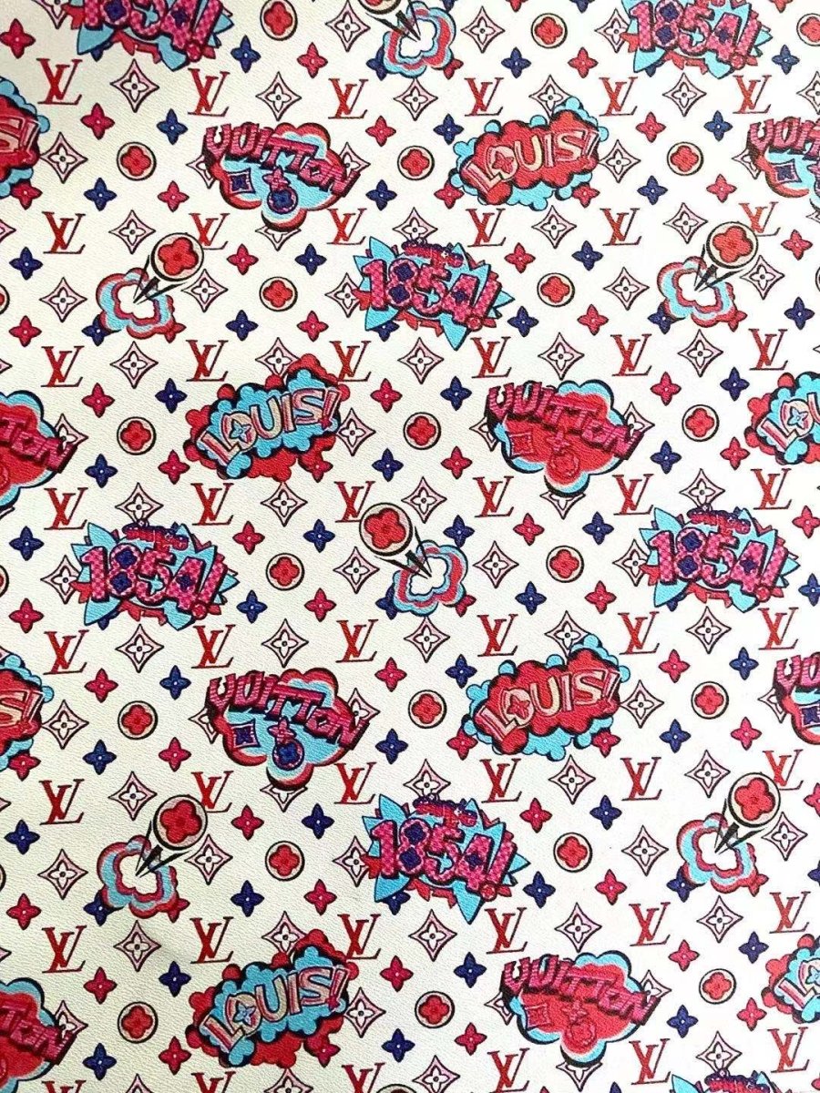 Vintage Cartoon 1854 LV Leather for Custom Shoes with Strong Backing - mingfabricstore